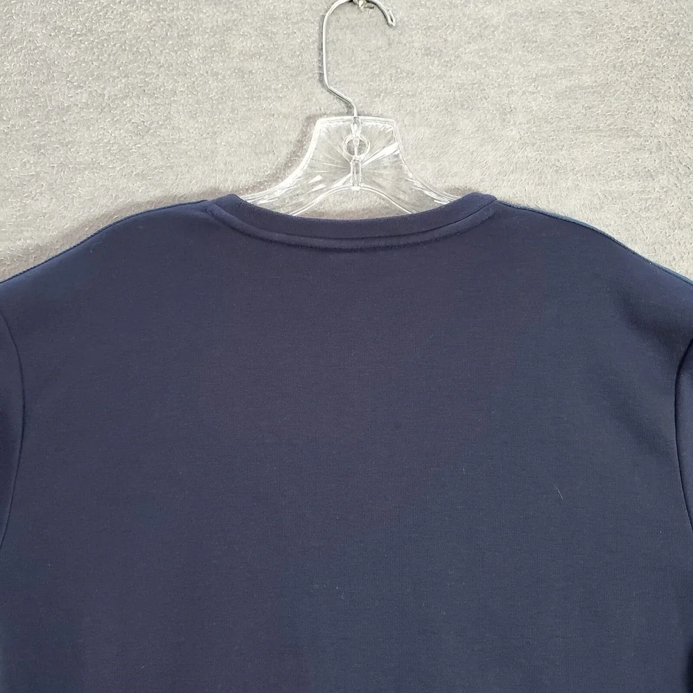 Adidas Men Sweater Large Blue Logo Three Stripe Crew Neck Long Sleeve READ